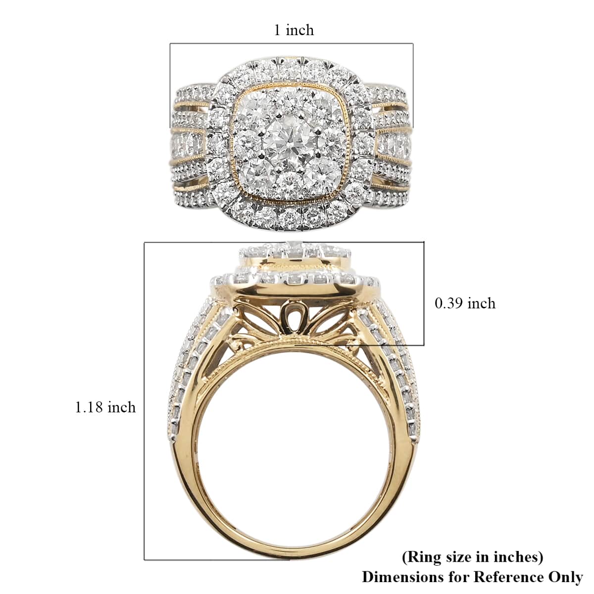 NY CLOSEOUT 14K Yellow Gold G-H I1 Diamond Cluster Ring (Size 7.0) 9.50 Grams 3.00 ctw image number 4