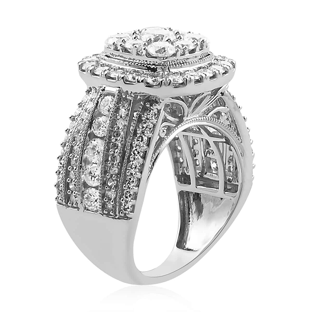 NY Closeout 14K White Gold G-H I1 Diamond Cluster Ring (Size 7.0) 9.50 Grams 3.00 ctw image number 3