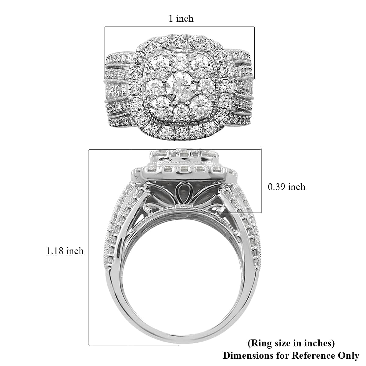 NY Closeout 14K White Gold G-H I1 Diamond Cluster Ring (Size 7.0) 9.50 Grams 3.00 ctw image number 4