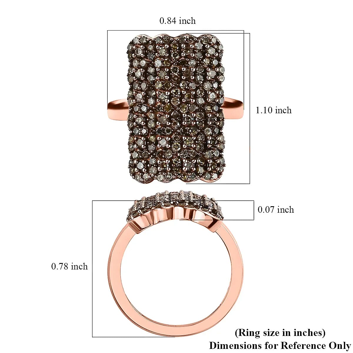 Natural Champagne Diamond 1.00 ctw Cluster Ring in Vermeil RG Over Sterling Silver, Statement Rings For Women (Size 6.00) image number 6