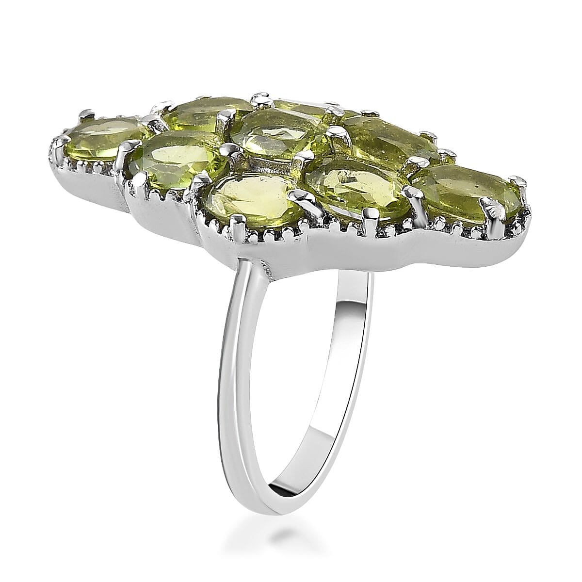 Peridot Elongated Ring in Stainless Steel (Size 10.0) 4.25 ctw