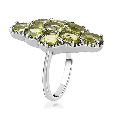 Peridot Elongated Ring in Stainless Steel (Size 10.0) 4.25 ctw