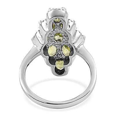 Peridot Elongated Ring in Stainless Steel (Size 10.0) 4.25 ctw
