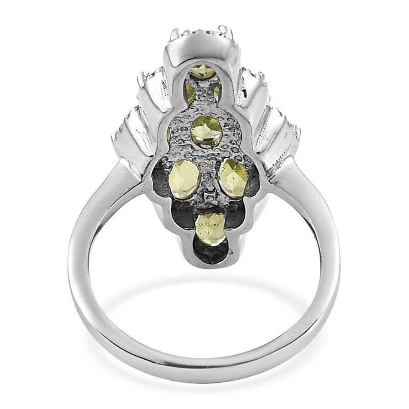 Peridot Elongated Ring in Stainless Steel (Size 10.0) 4.25 ctw
