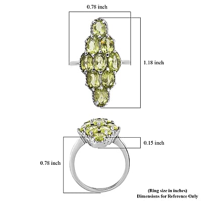 Peridot Elongated Ring in Stainless Steel (Size 10.0) 4.25 ctw