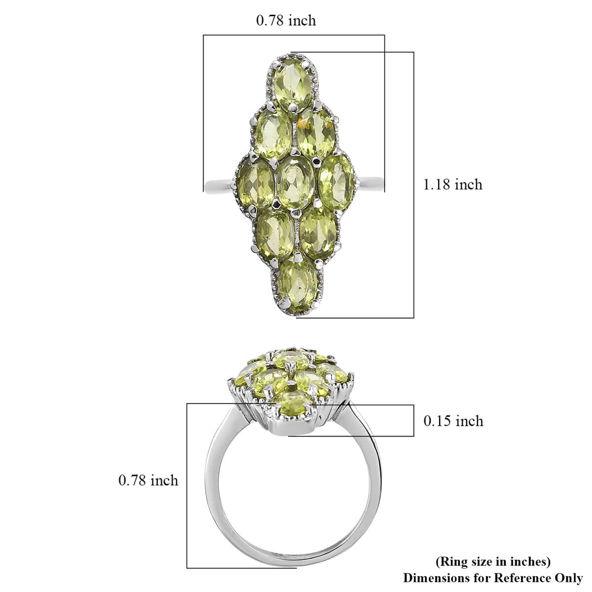 Peridot Elongated Ring in Stainless Steel (Size 10.0) 4.25 ctw image number 5