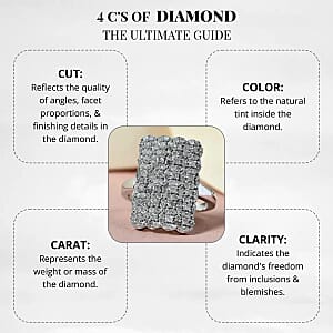 Diamond Cluster Ring in Platinum Over Sterling Silver,Statement Rings For Women 1.00 ctw