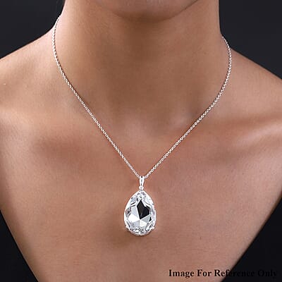 White Crystal Solitaire Pendant in Sterling Silver