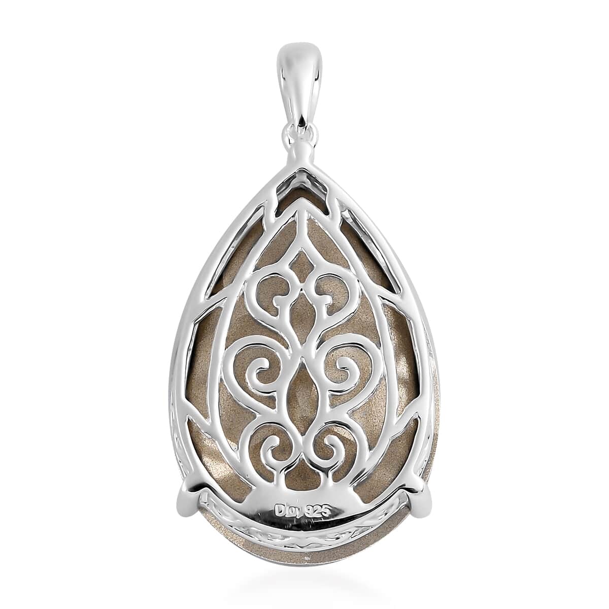 White Crystal Solitaire Pendant in Sterling Silver image number 4