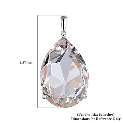 White Crystal Solitaire Pendant in Sterling Silver