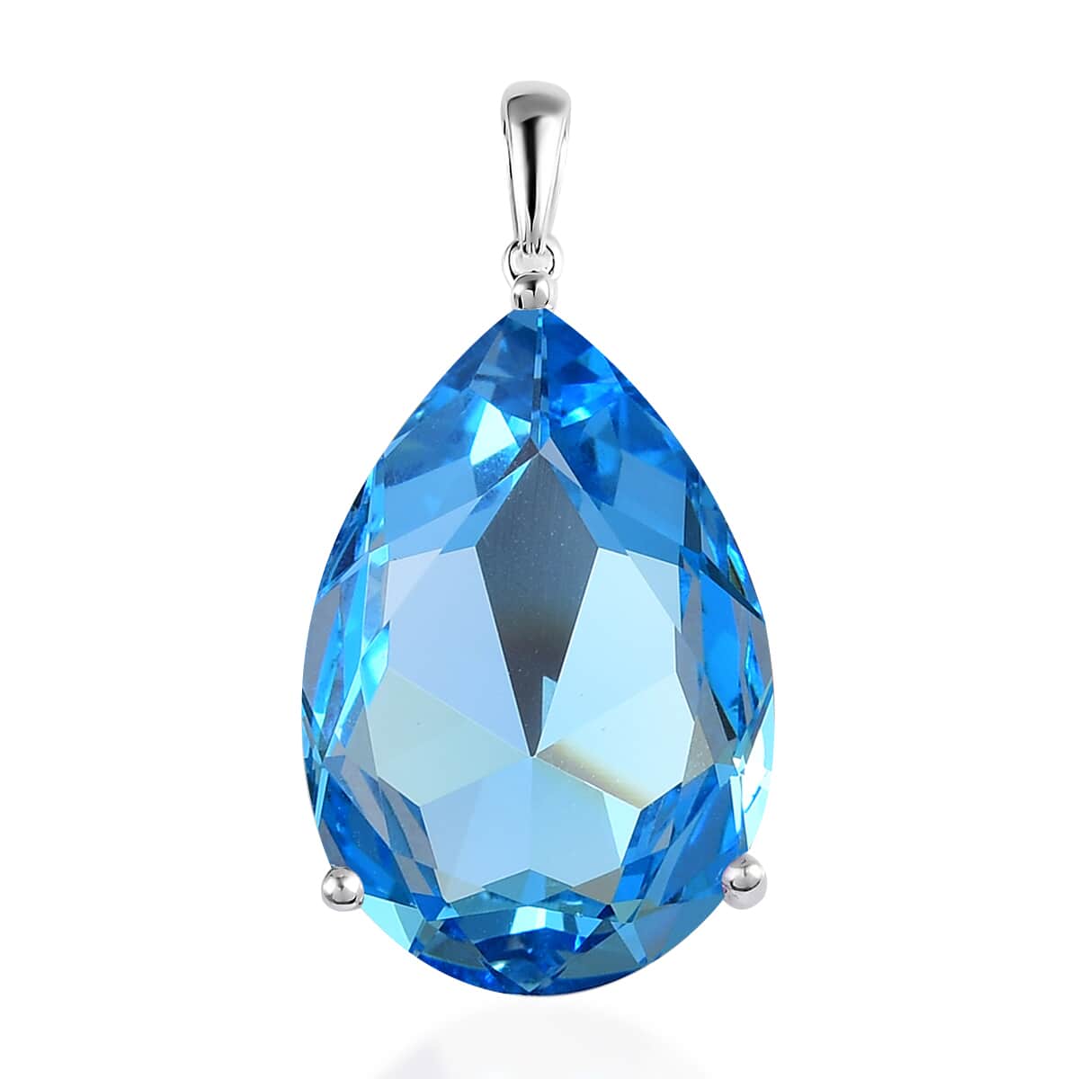 Aquamarine Color Crystal Solitaire Pendant in Sterling Silver image number 0