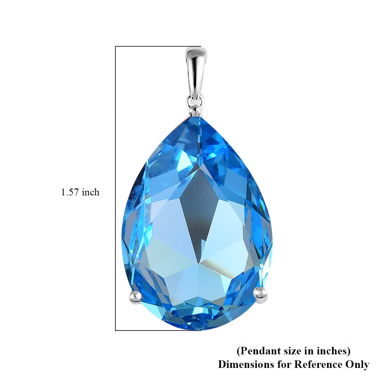 Aquamarine Color Crystal Solitaire Pendant in Sterling Silver image number 5