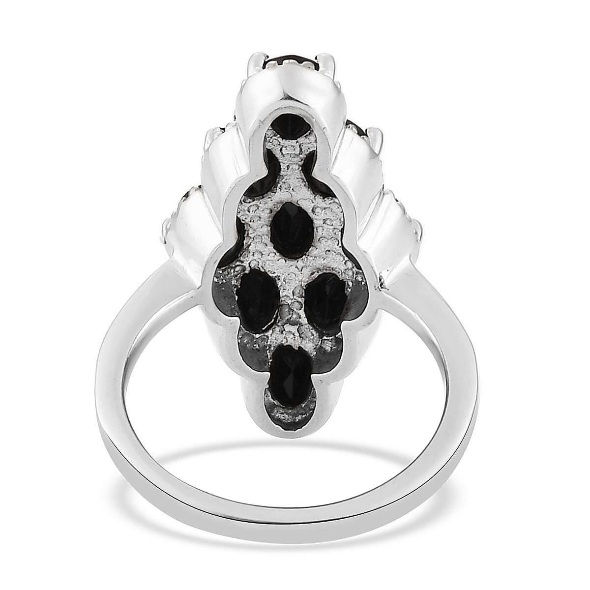 Thai Black Spinel Elongated Ring in Stainless Steel (Size 6.0) 5.20 ctw image number 4