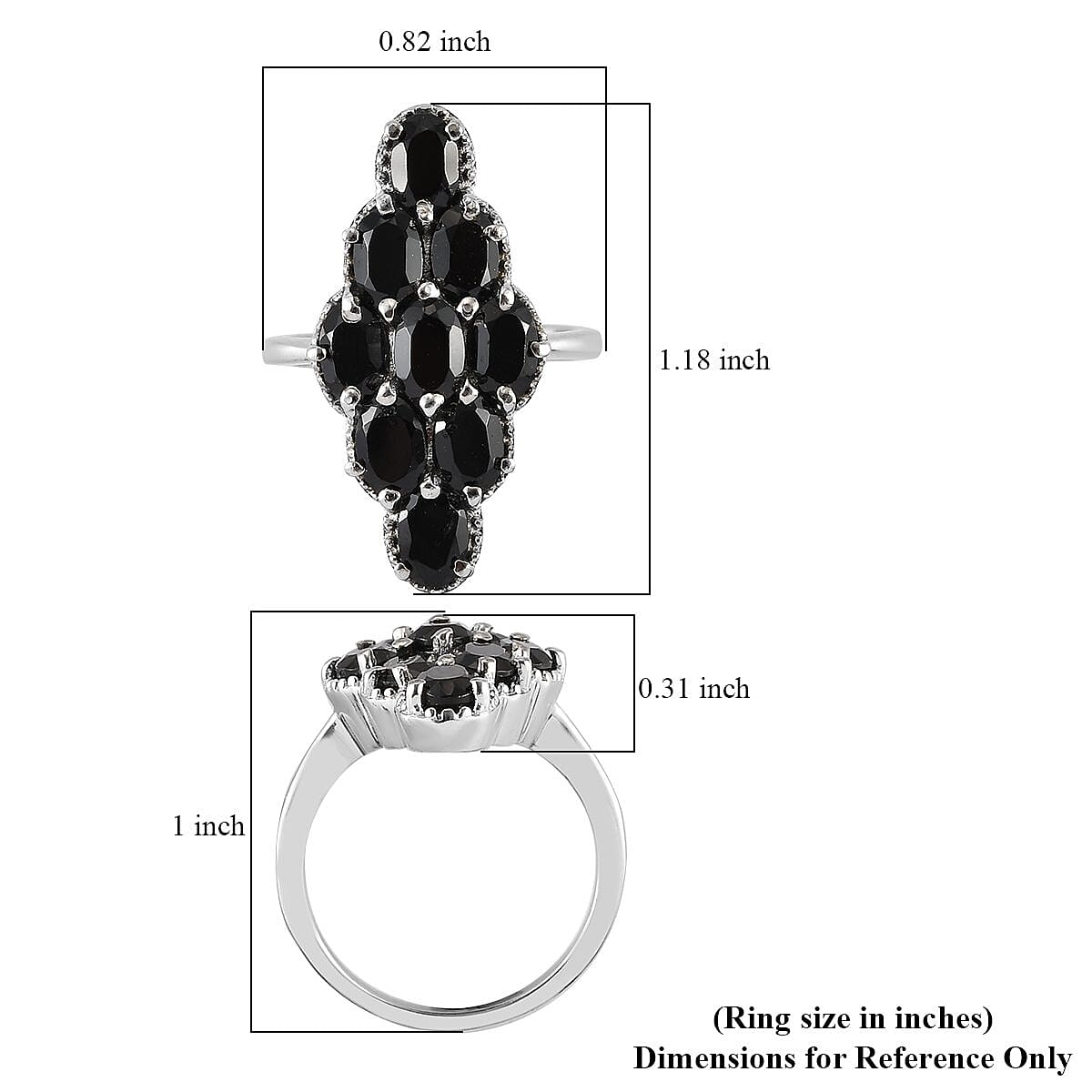 Thai Black Spinel Elongated Ring in Stainless Steel (Size 6.0) 5.20 ctw image number 5