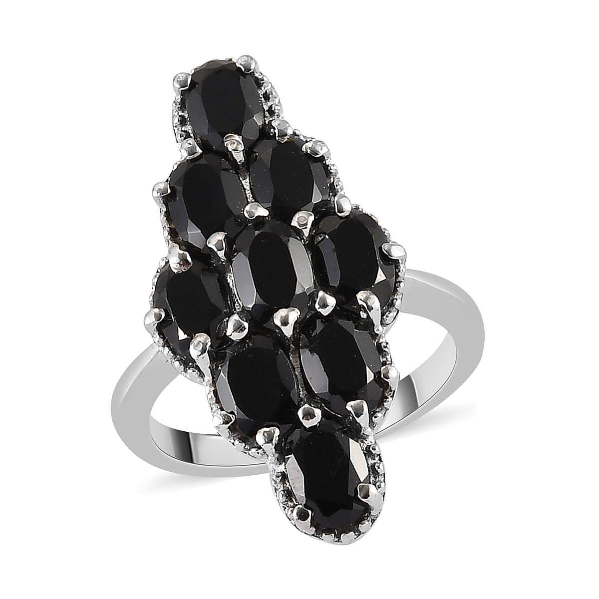 Thai Black Spinel Elongated Ring in Stainless Steel (Size 7.0) 5.20 ctw image number 0