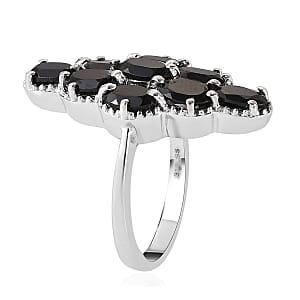 Thai Black Spinel Elongated Ring in Stainless Steel (Size 7.0) 5.20 ctw