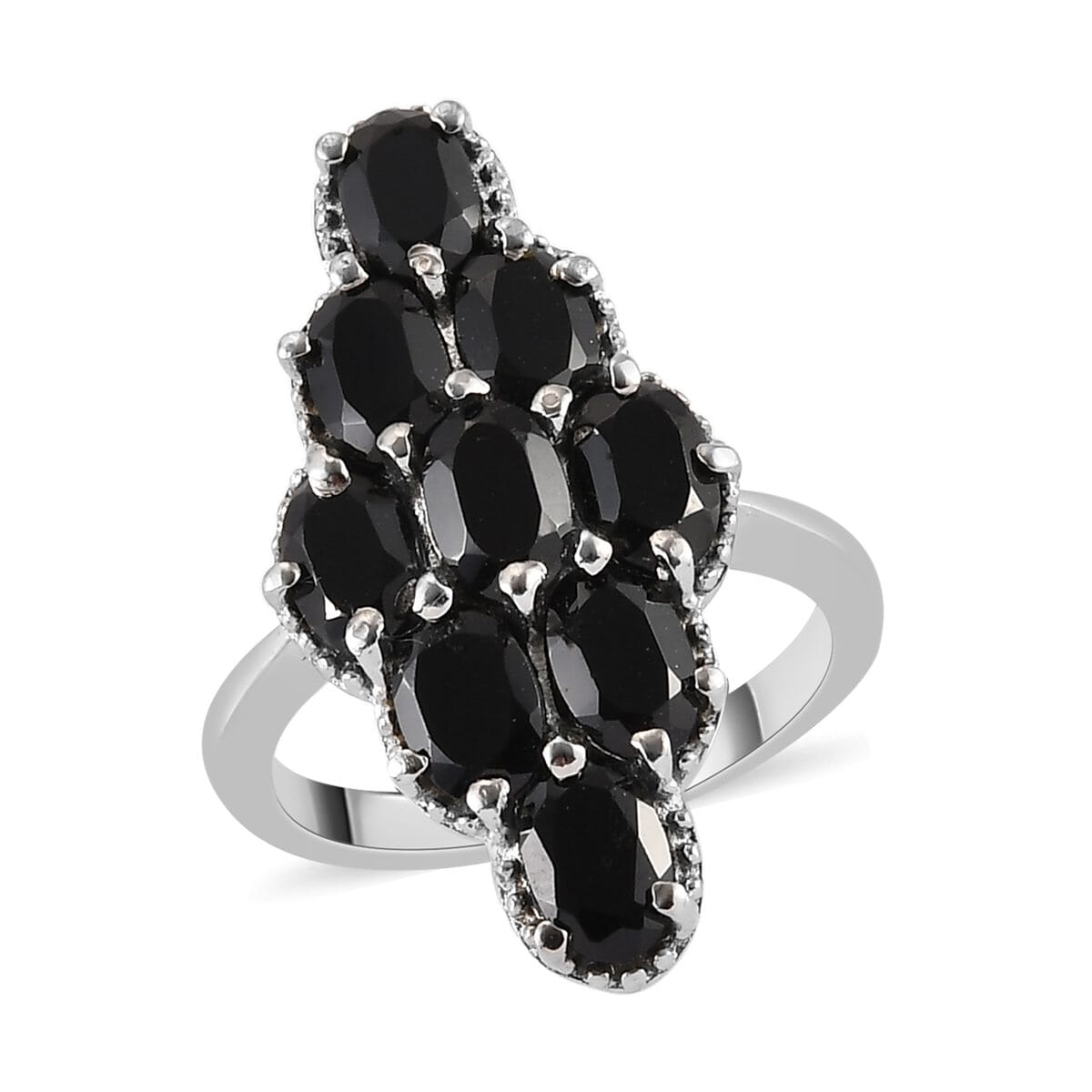 Thai Black Spinel Elongated Ring in Stainless Steel (Size 8.0) 5.20 ctw image number 0