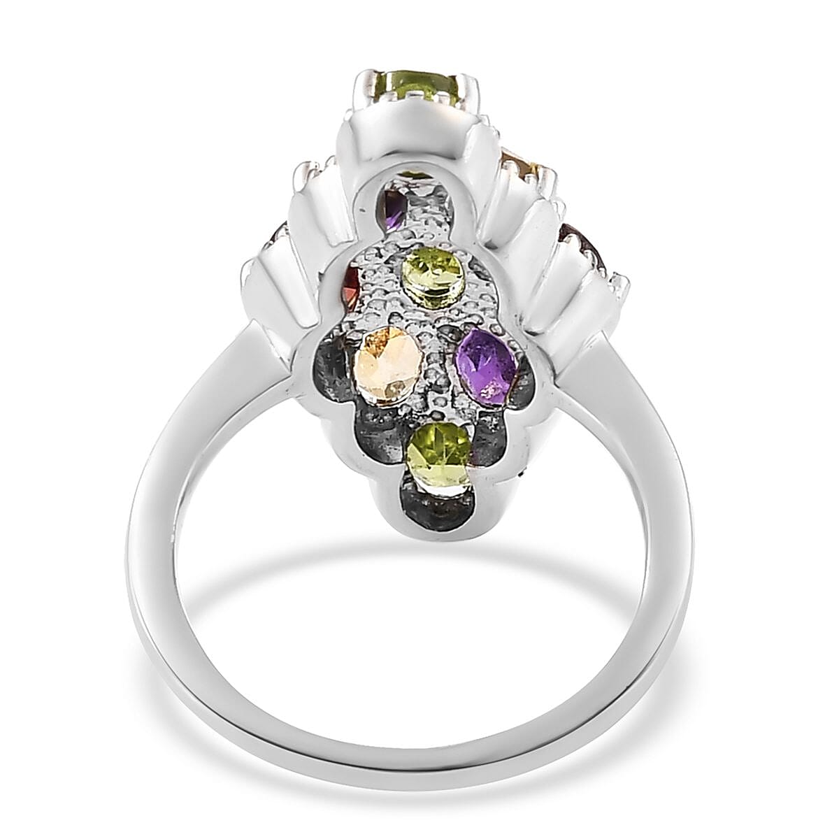 Multi Gemstone Elongated Ring in Stainless Steel (Size 5.0) 4.40 ctw image number 4