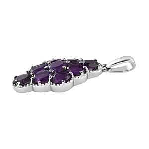 Amethyst 3.50 ctw Elongated Pendant without Chain in Stainless Steel, Tarnish-Free, Waterproof, Sweat Proof Jewelry