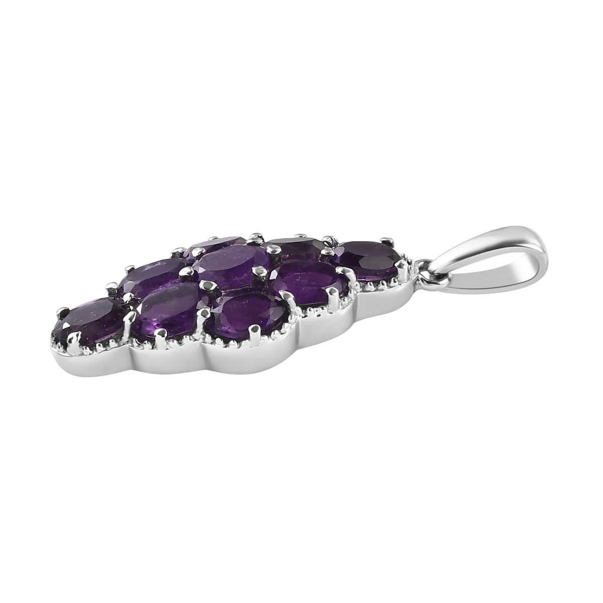 Amethyst Elongated Pendant in Stainless Steel 3.50 ctw , Tarnish-Free, Waterproof, Sweat Proof Jewelry image number 3