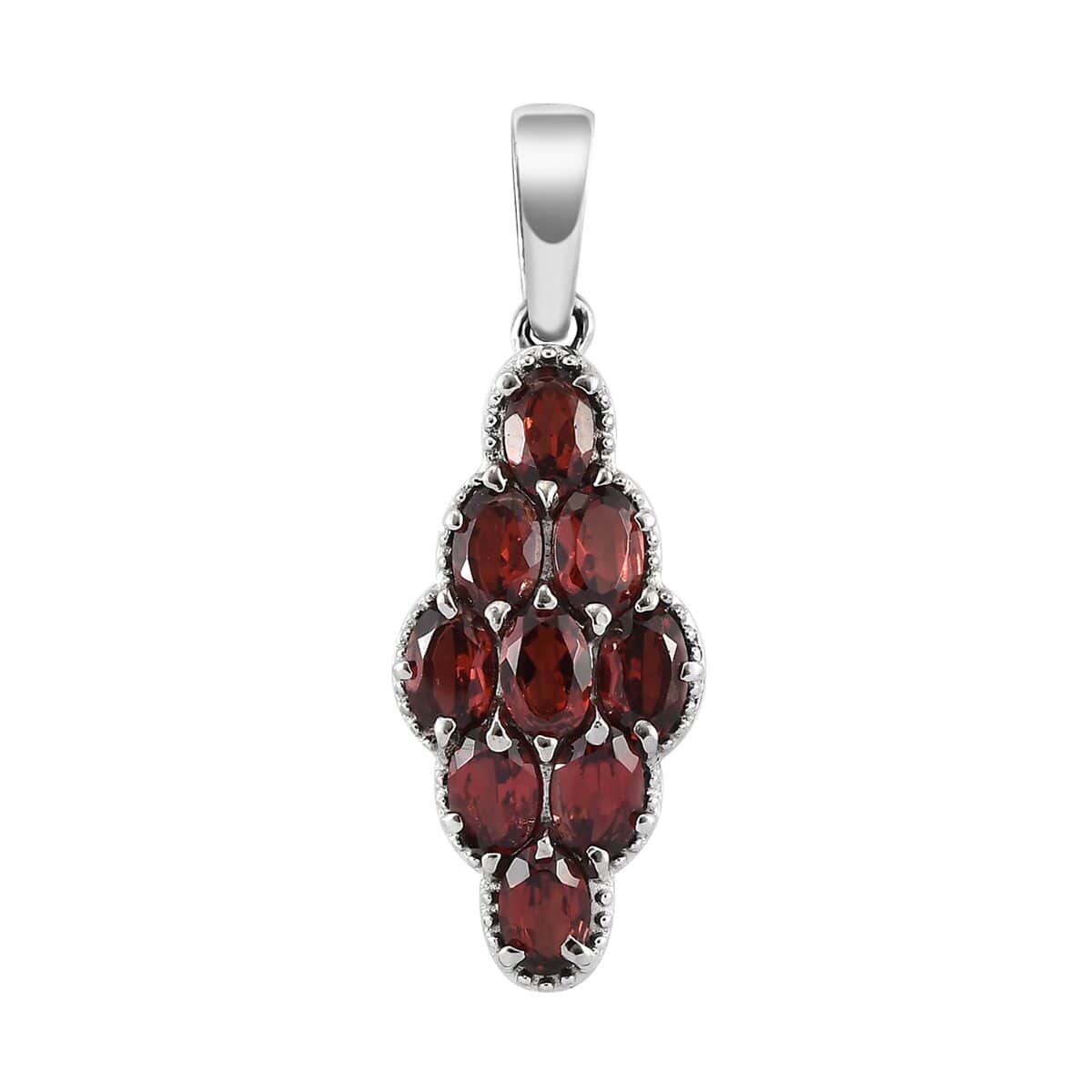 Mozambique Garnet 5.15 ctw Elongated Pendant in Stainless Steel | Tarnish-Free, Waterproof, Sweat Proof Jewelry image number 0