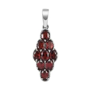 Mozambique Garnet 5.15 ctw Elongated Pendant in Stainless Steel | Tarnish-Free, Waterproof, Sweat Proof Jewelry