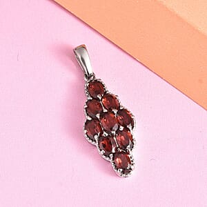 Mozambique Garnet 5.15 ctw Elongated Pendant without Chain in Stainless Steel | Tarnish-Free, Waterproof, Sweat Proof Jewelry