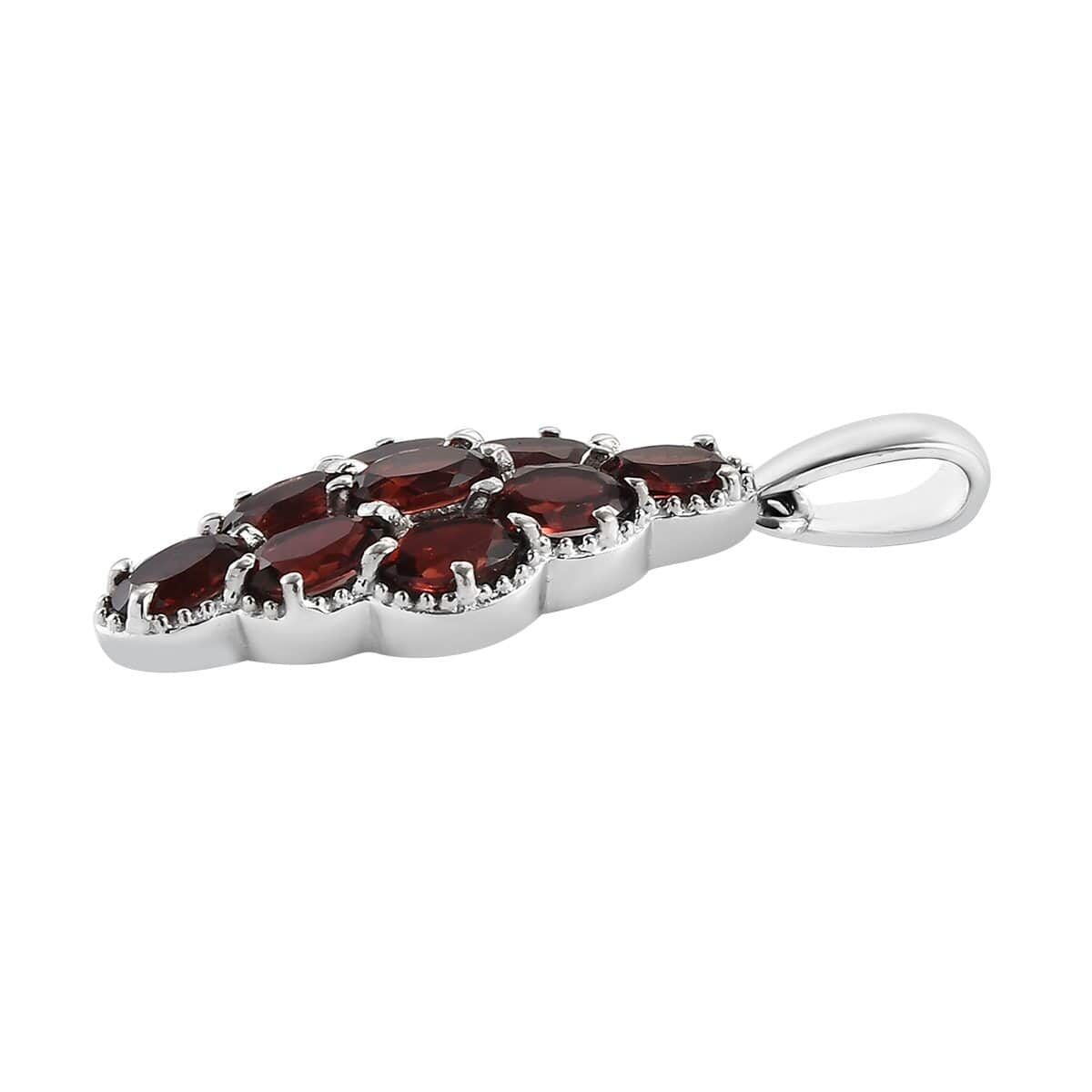 Mozambique Garnet 5.15 ctw Elongated Pendant in Stainless Steel | Tarnish-Free, Waterproof, Sweat Proof Jewelry image number 2