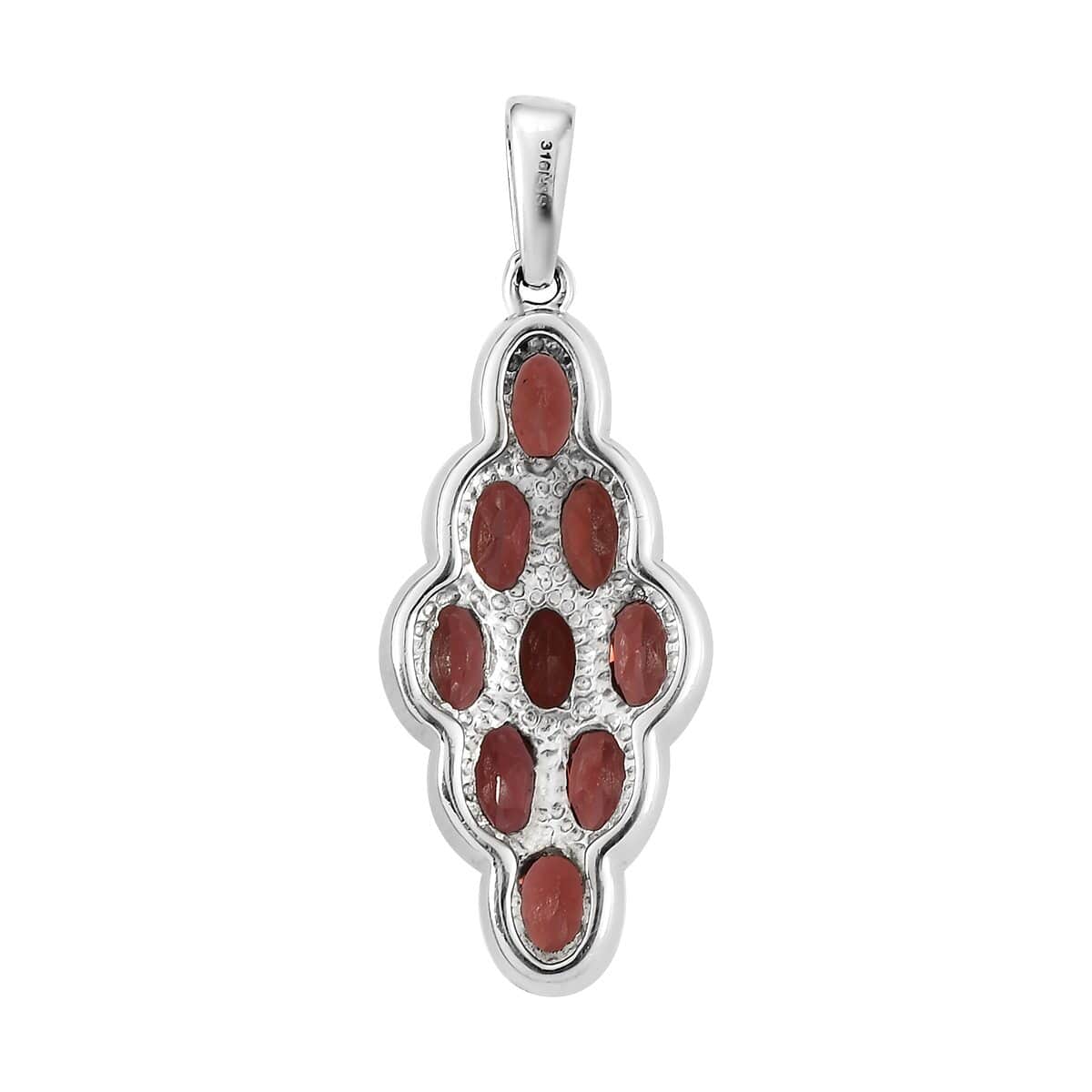 Mozambique Garnet 5.15 ctw Elongated Pendant in Stainless Steel | Tarnish-Free, Waterproof, Sweat Proof Jewelry image number 3