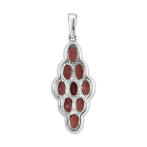 Mozambique Garnet 5.15 ctw Elongated Pendant without Chain in Stainless Steel | Tarnish-Free, Waterproof, Sweat Proof Jewelry