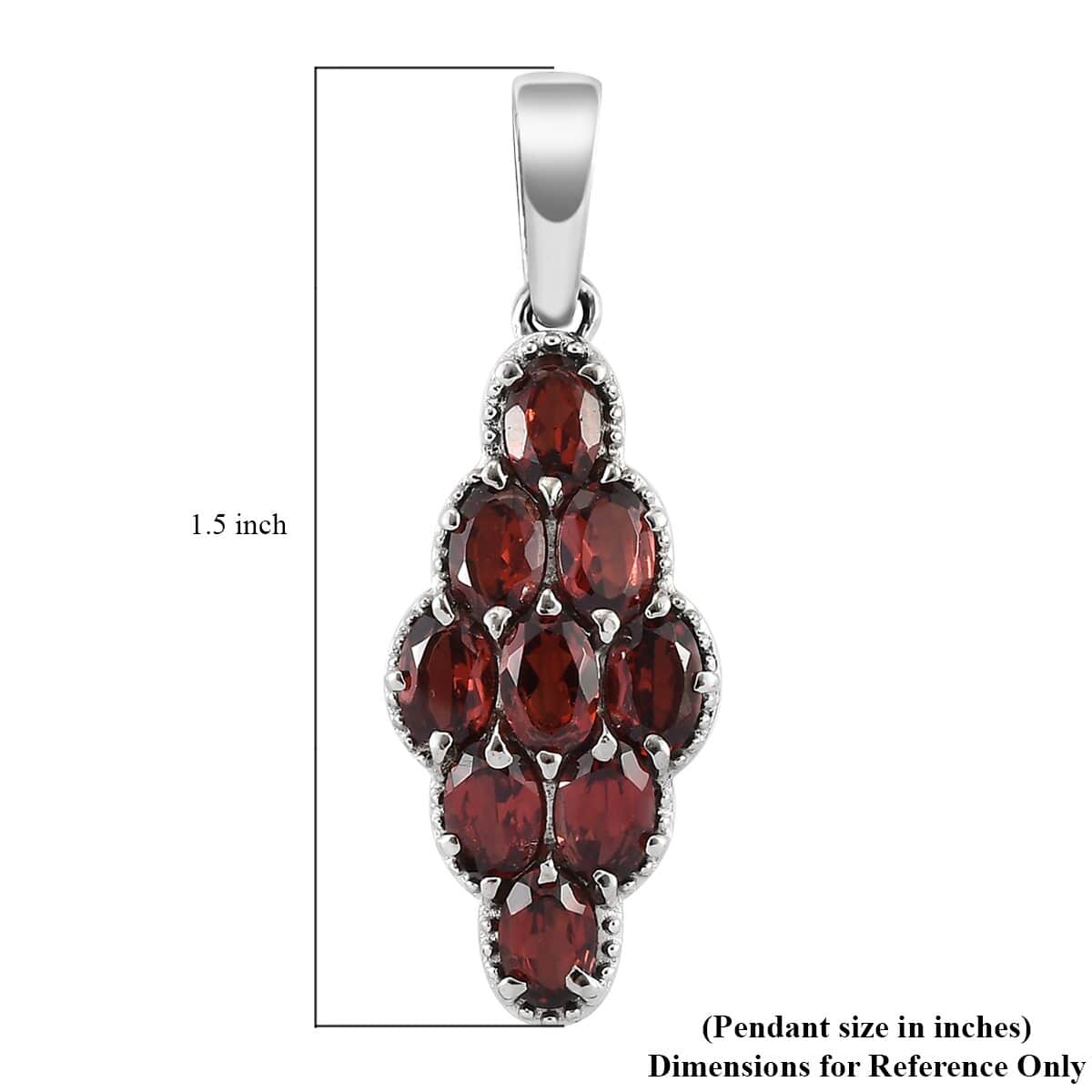 Mozambique Garnet 5.15 ctw Elongated Pendant in Stainless Steel | Tarnish-Free, Waterproof, Sweat Proof Jewelry image number 4