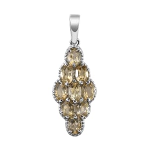 Brazilian Citrine 4.00 ctw Elongated Pendant without Chain in Stainless Steel, Tarnish-Free, Waterproof, Sweat Proof Jewelry