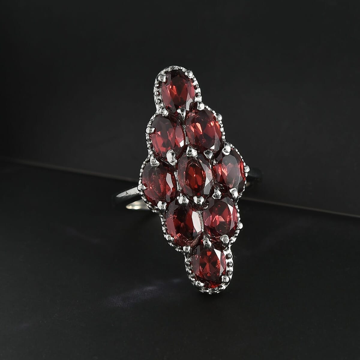 Mozambique Garnet Elongated Ring in Stainless Steel (Size 6.0) 4.90 ctw image number 1