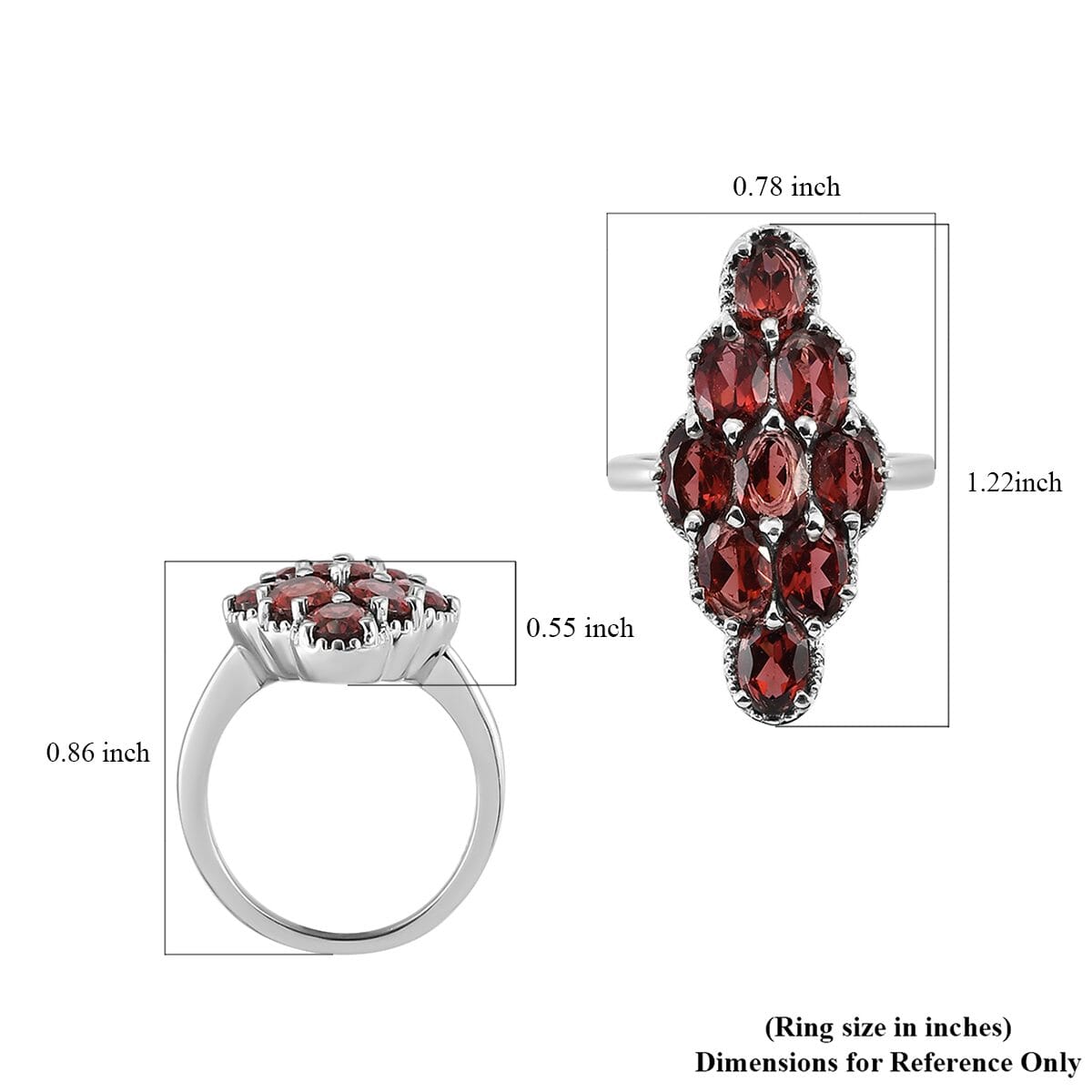 Mozambique Garnet Elongated Ring in Stainless Steel (Size 6.0) 4.90 ctw image number 5