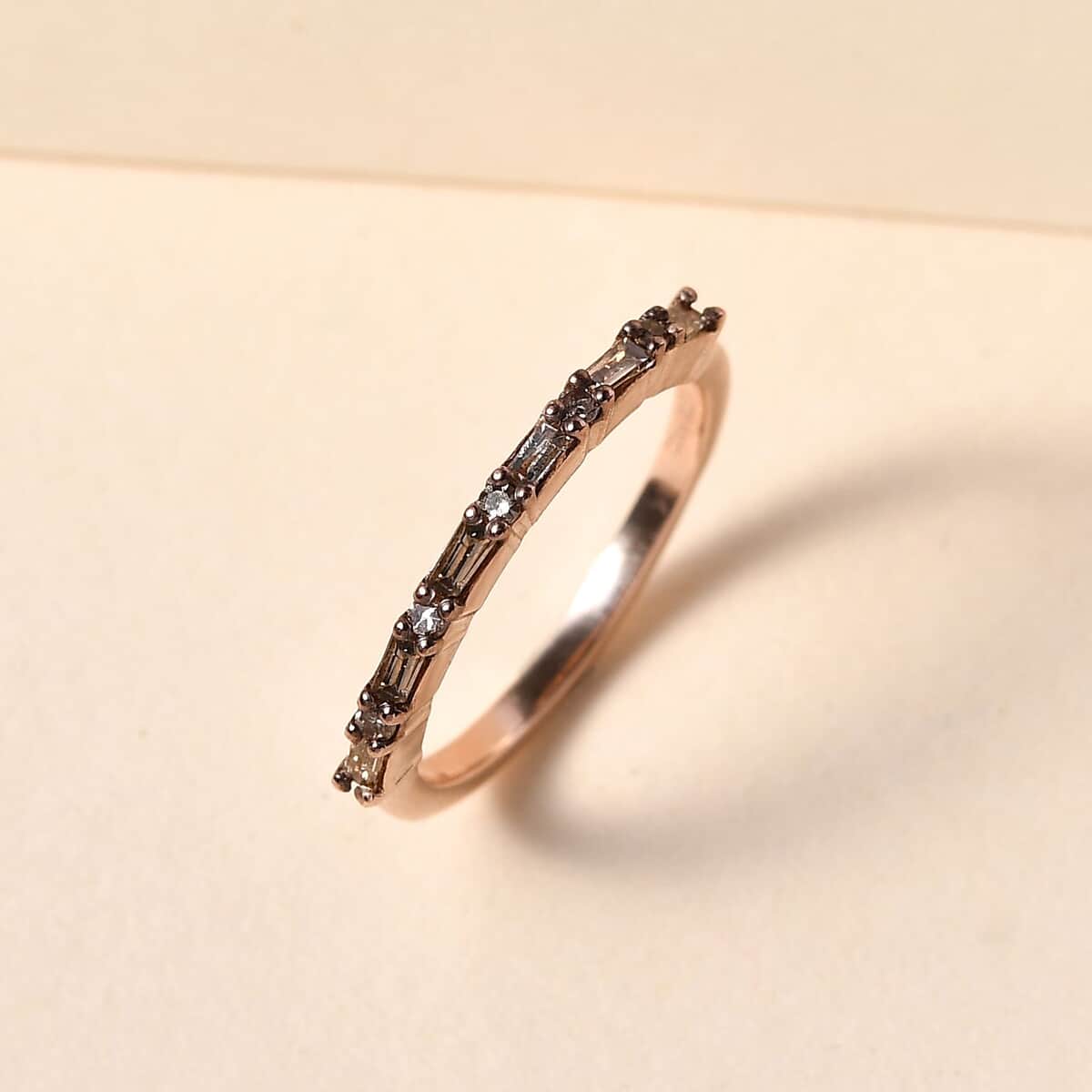 Natural Champagne Diamond Band Ring in Vermeil RG Over Sterling Silver (Size 10.0) 0.25 ctw image number 1