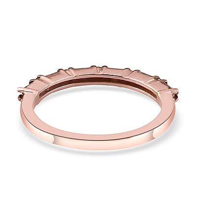 Natural Champagne Diamond Band Ring in Vermeil Rose Gold Over Sterling Silver (Size 10.0) 0.25 ctw