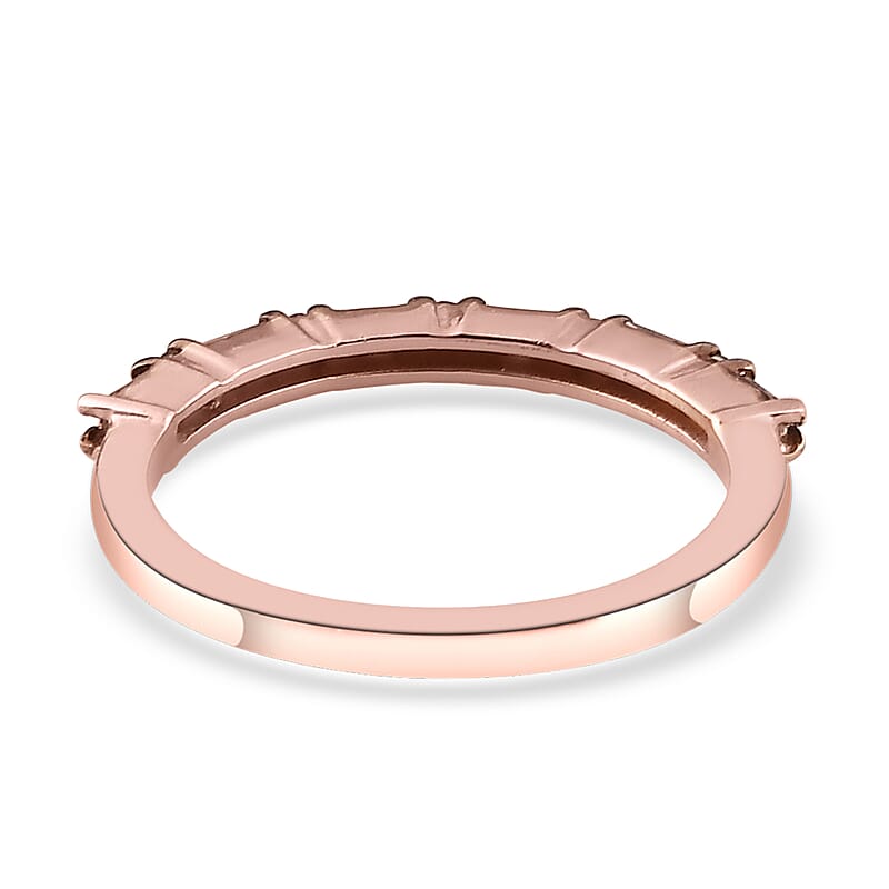 Natural Champagne Diamond Band Ring in Vermeil Rose Gold Over Sterling Silver (Size 10.0) 0.25 ctw