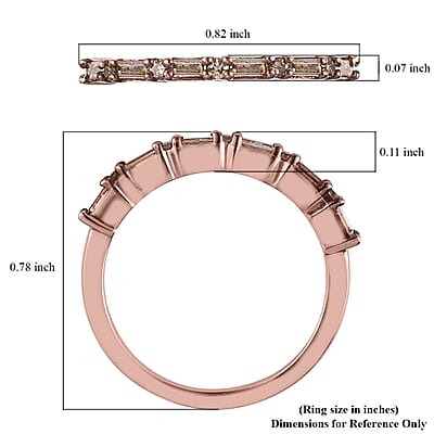 Natural Champagne Diamond Band Ring in Vermeil Rose Gold Over Sterling Silver (Size 10.0) 0.25 ctw