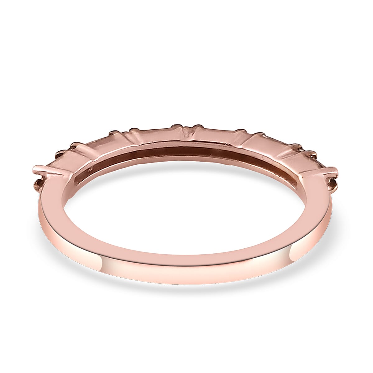 Natural Champagne Diamond Band Ring in Vermeil Rose Gold Over Sterling Silver (Size 5.0) 0.25 ctw image number 4