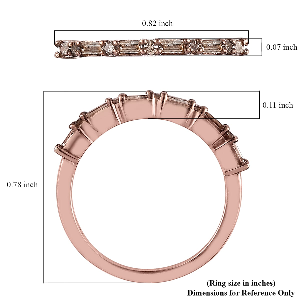 Natural Champagne Diamond Band Ring in Vermeil Rose Gold Over Sterling Silver (Size 5.0) 0.25 ctw image number 5