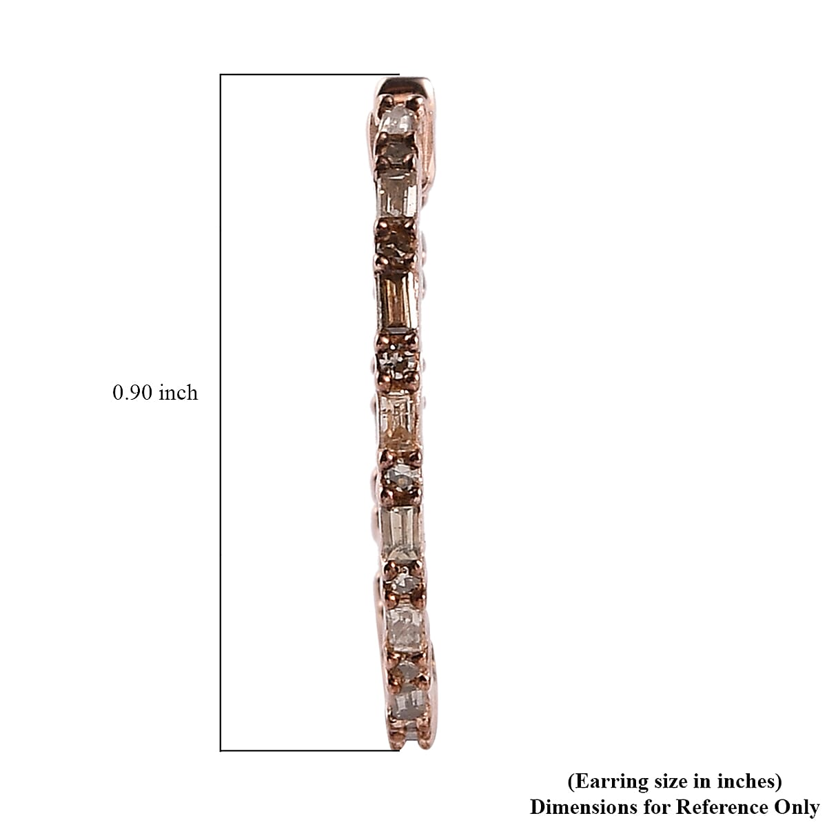 Natural Champagne Diamond Hoop Earrings in Vermeil Rose Gold Over Sterling Silver 1.00 ctw image number 4