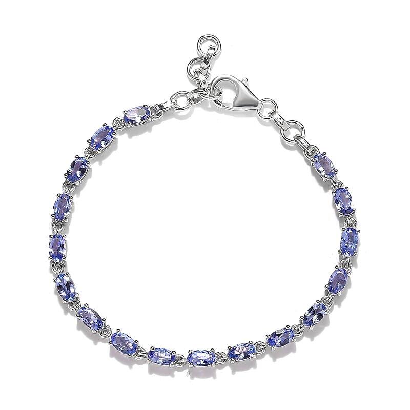 Premium Tanzanite Bracelet in Platinum Over Sterling Silver (6.50 In) 4.00 ctw