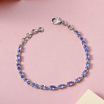 Premium Tanzanite Bracelet in Platinum Over Sterling Silver (6.50 In) 4.00 ctw