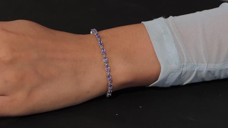 Doorbuster Tanzanite Link Bracelet in Platinum Over Sterling Silver (6.50 In) 3.65 ctw
