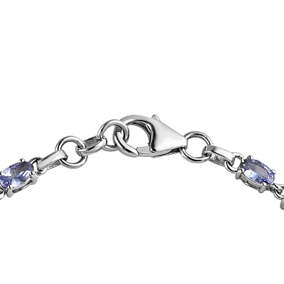 D'Joy Tanzanite Link Bracelet in Platinum Over Sterling Silver (7.25 In) 5.00 ctw