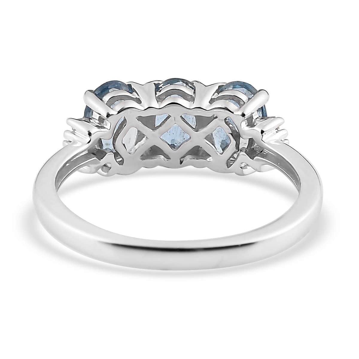 Luxoro 14K White Gold AAA Santa Maria Aquamarine and G-H I3 Diamond Trilogy Ring (Size 10.0) 1.35 ctw image number 4
