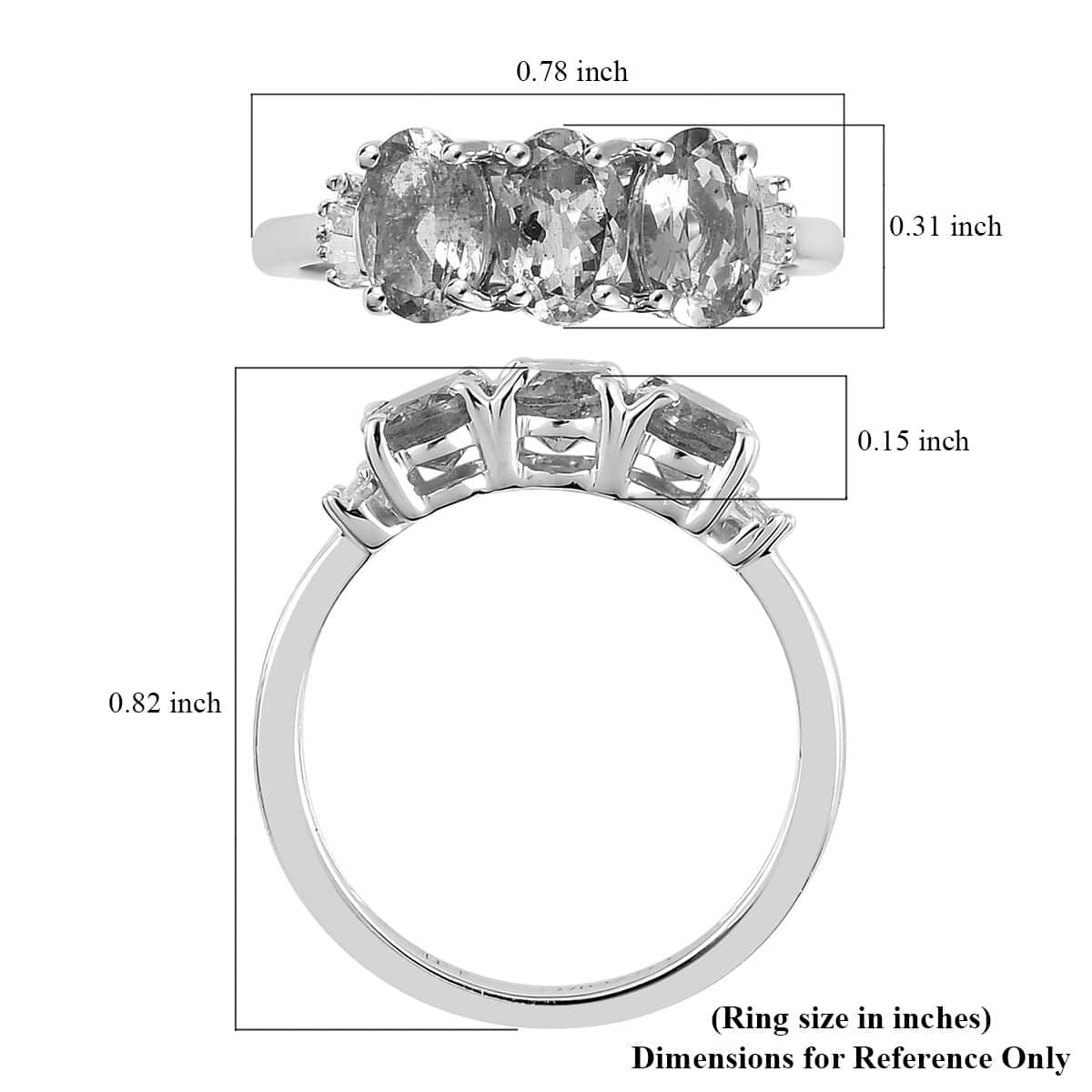 Luxoro 14K White Gold AAA Santa Maria Aquamarine and G-H I3 Diamond Trilogy Ring (Size 10.0) 1.35 ctw image number 5