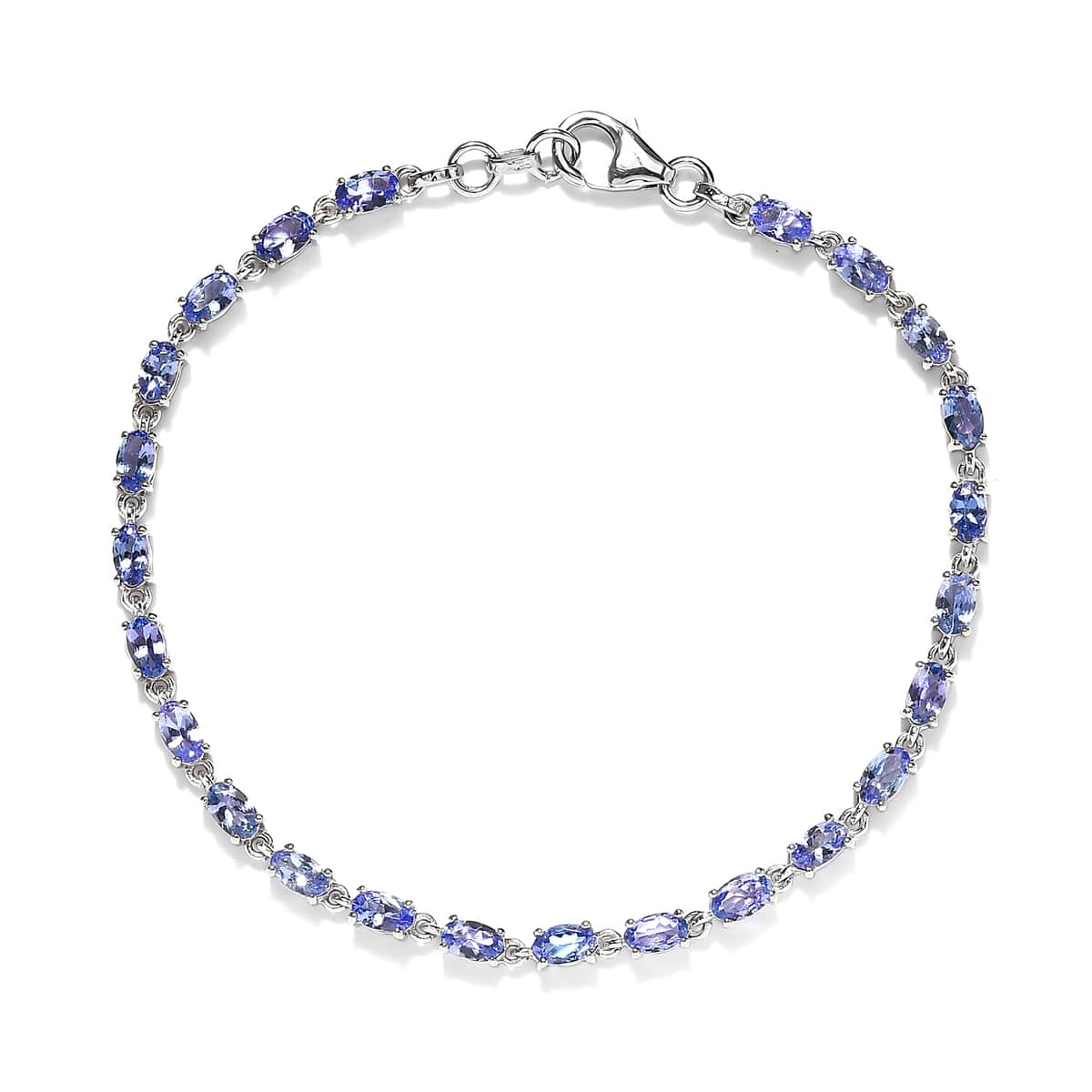 Tanzanite Link Bracelet in Platinum Over Sterling Silver (8.00 In) 5.60 ctw image number 0