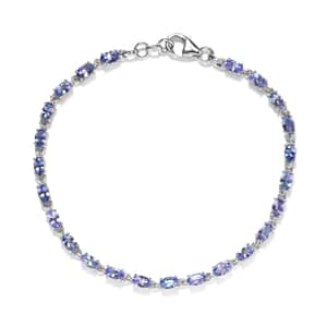 Tanzanite Link Bracelet in Platinum Over Sterling Silver (8.00 In) 5.60 ctw