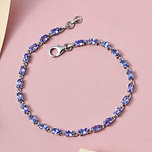 Tanzanite Link Bracelet in Platinum Over Sterling Silver (8.00 In) 5.60 ctw